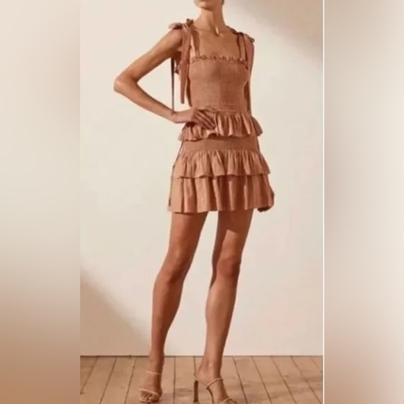 House of harlow 1960 - MD black and gold ruffle mini dress w/tie straps-holiday - Picture 15 of 15